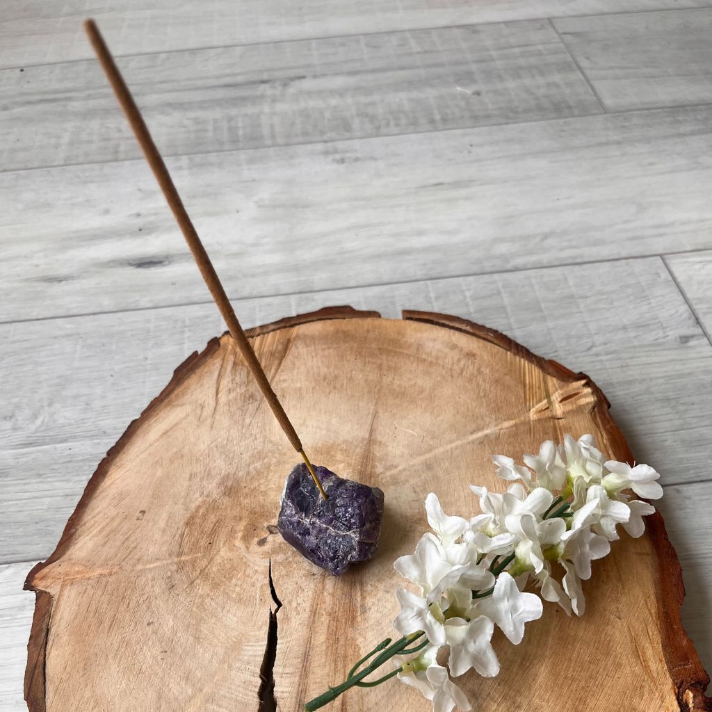 Amethyst roughstone incense holder