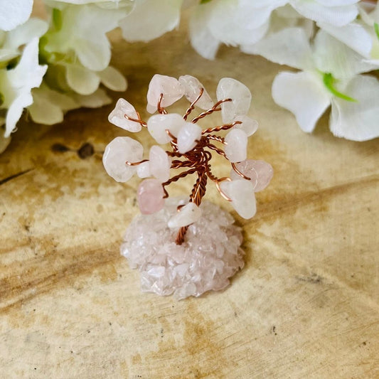 Mini crystal gem tree - rose quartz