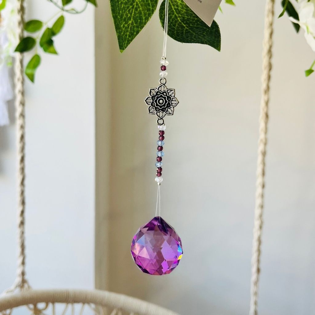 Pink crystal ball suncatcher