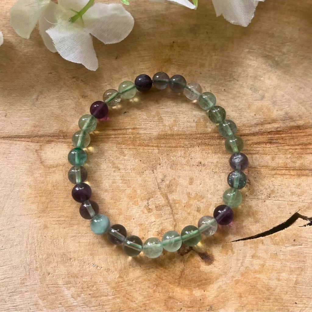 Rainbow Flourite Bead Gemstone Bracelet