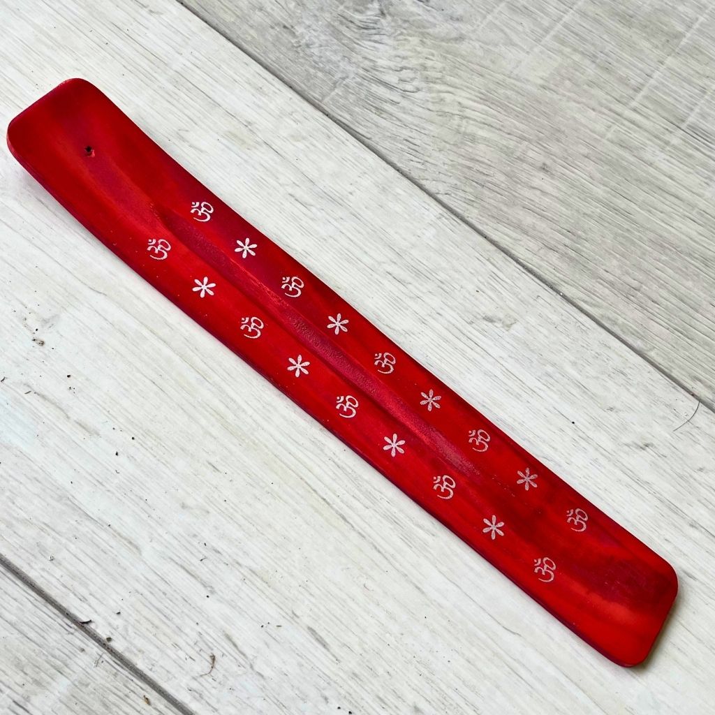 Red wooden incense holder