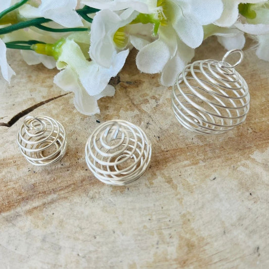 Spiral crystal gemstone holder / cage for pendants