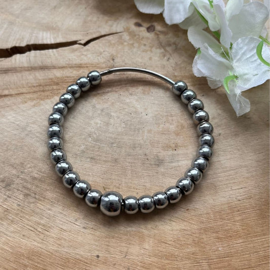 Steel mantra beaded bracelet