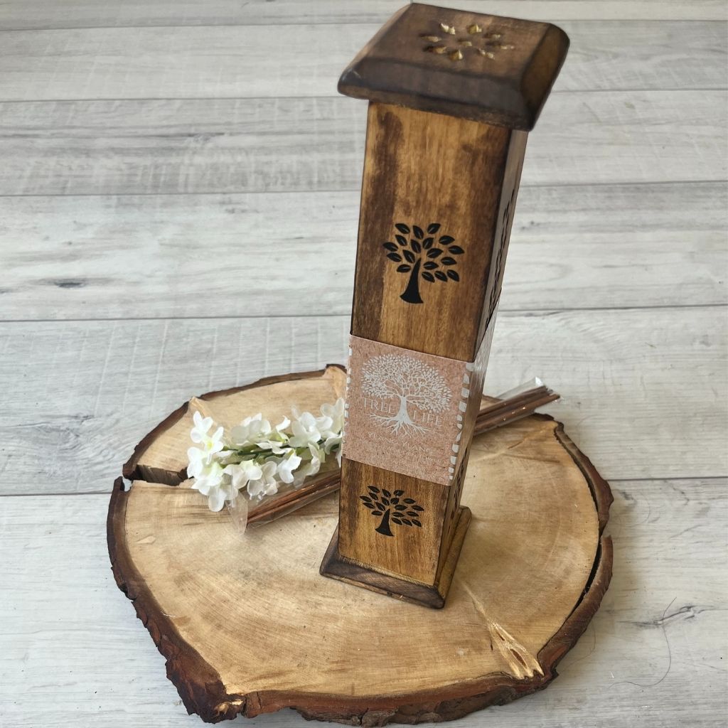 Tree of Life Incense Wooden Tower with 10 incense sticks