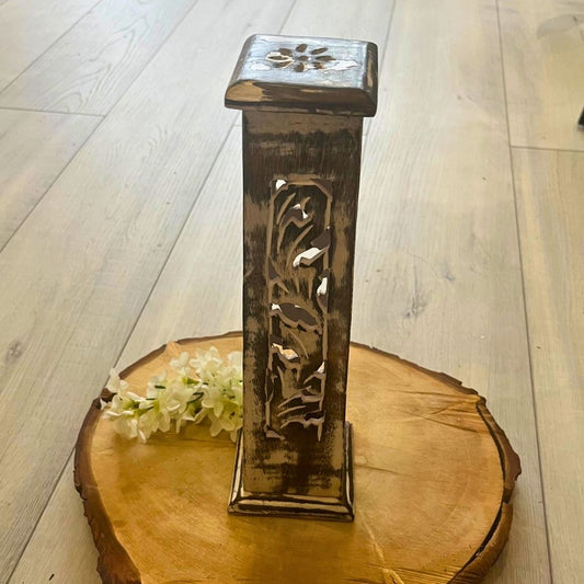 White Washed Incense Holder Smoke Tower