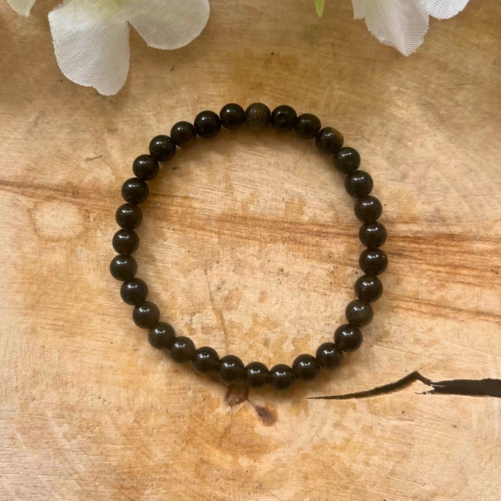 Black Agate Onyx Bead Gemstone Bracelet