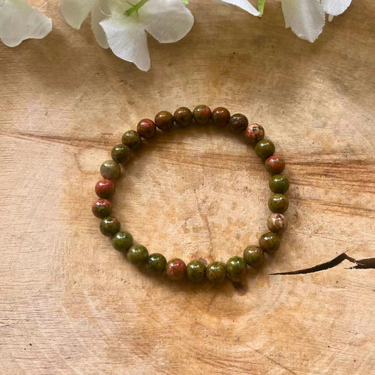 Unakite Bead Gemstone Bracelet